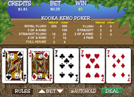 Impara a giocare a Kooka Keno Poker